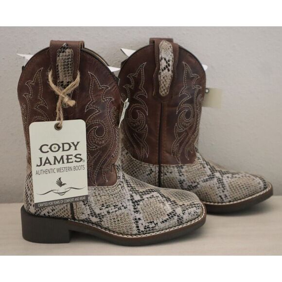 Cody James 43125 Boys' Sz 12D Brown Exotic Python Print Western Boots - Picture 5 of 11